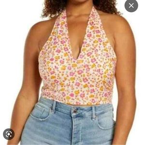 BP floral V neck Halter neck crop top (NWOT)